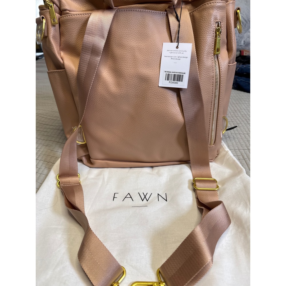 Fawn Design The Original Diaper Bag Warm Blush Vegan Leather Backpack NEW Unisex - Picture 5 of 12